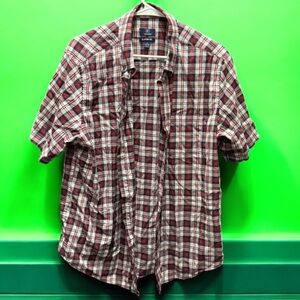 George Men's Red Plaid Shirt LARGE